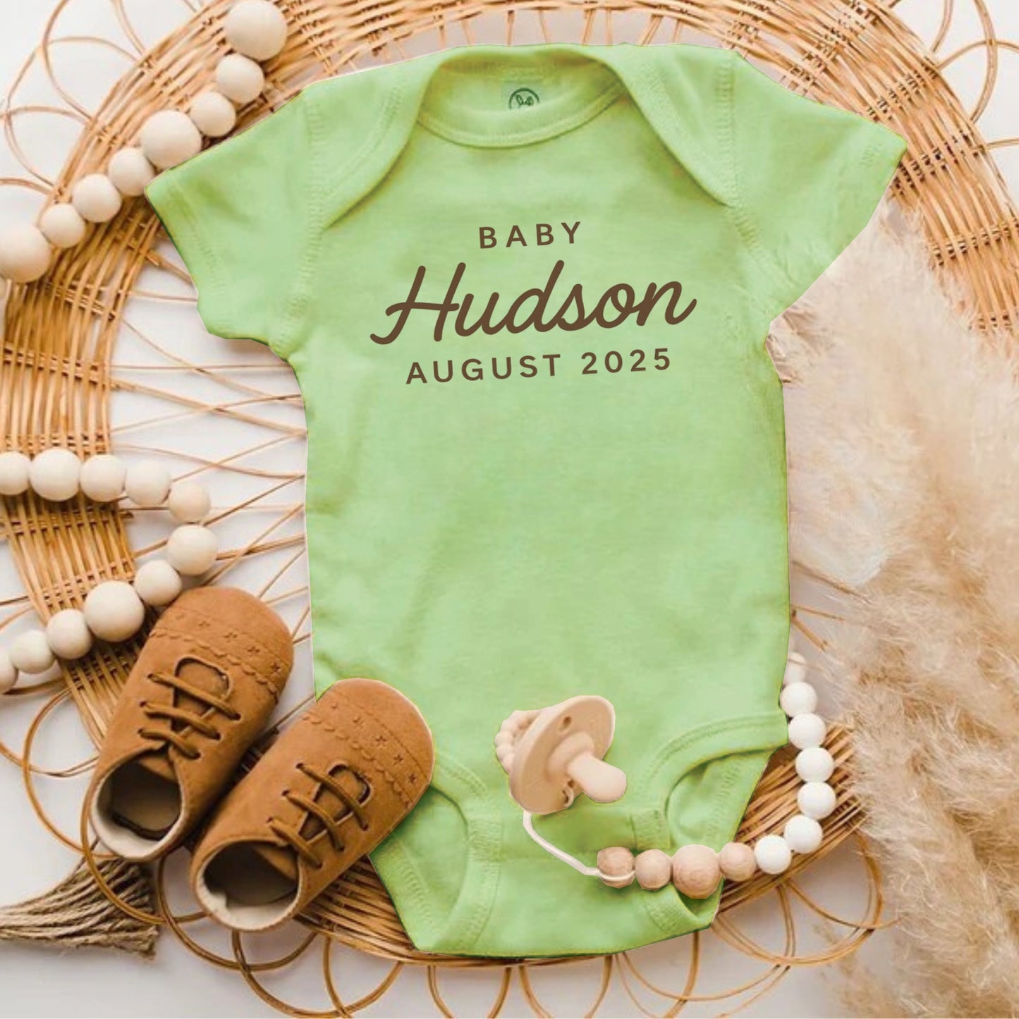 Baby Hudson August 2025 Green Onesie product