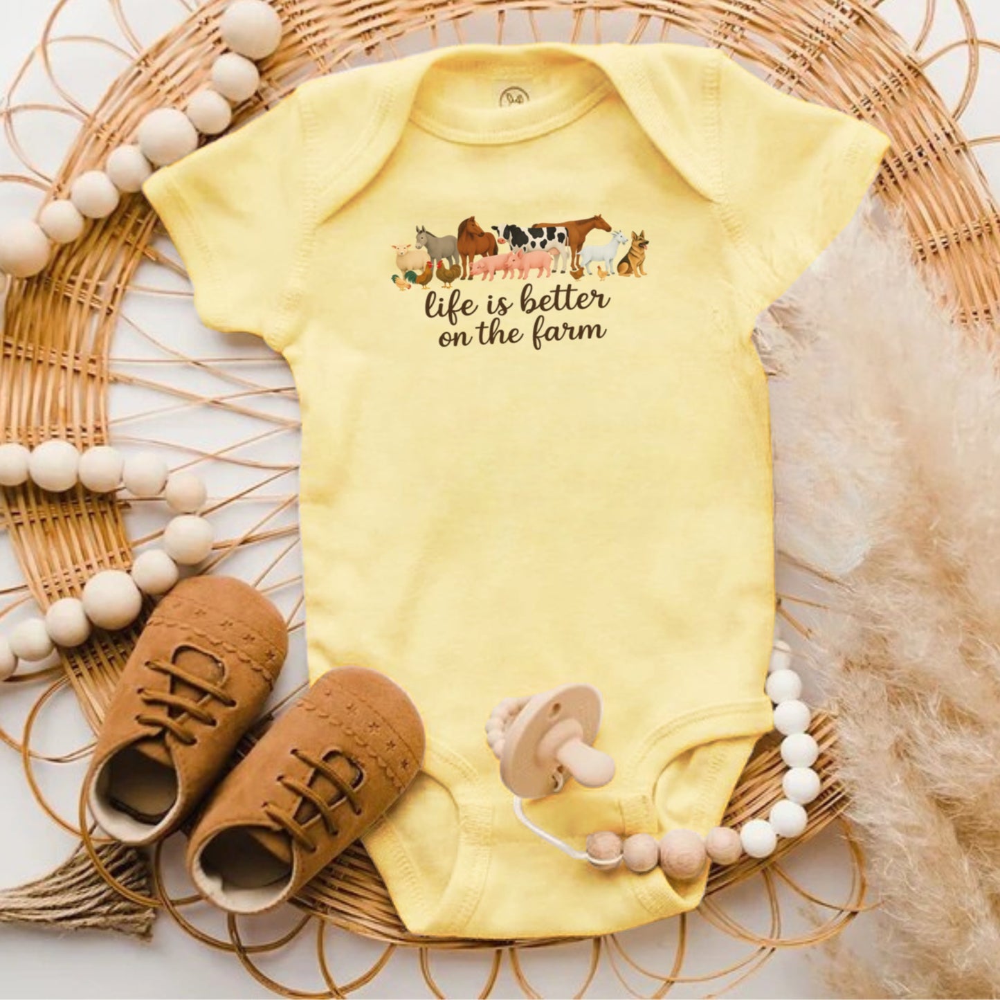 Life is Better on the Farm Print Baby Onesie product type