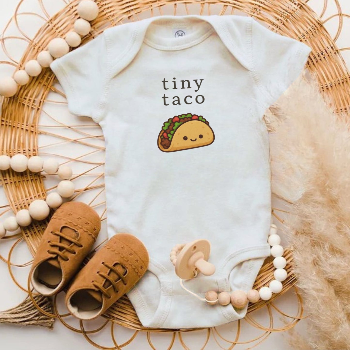 Tiny Taco Baby Bodysuit Cute Graphic Baby Shower Gift Product