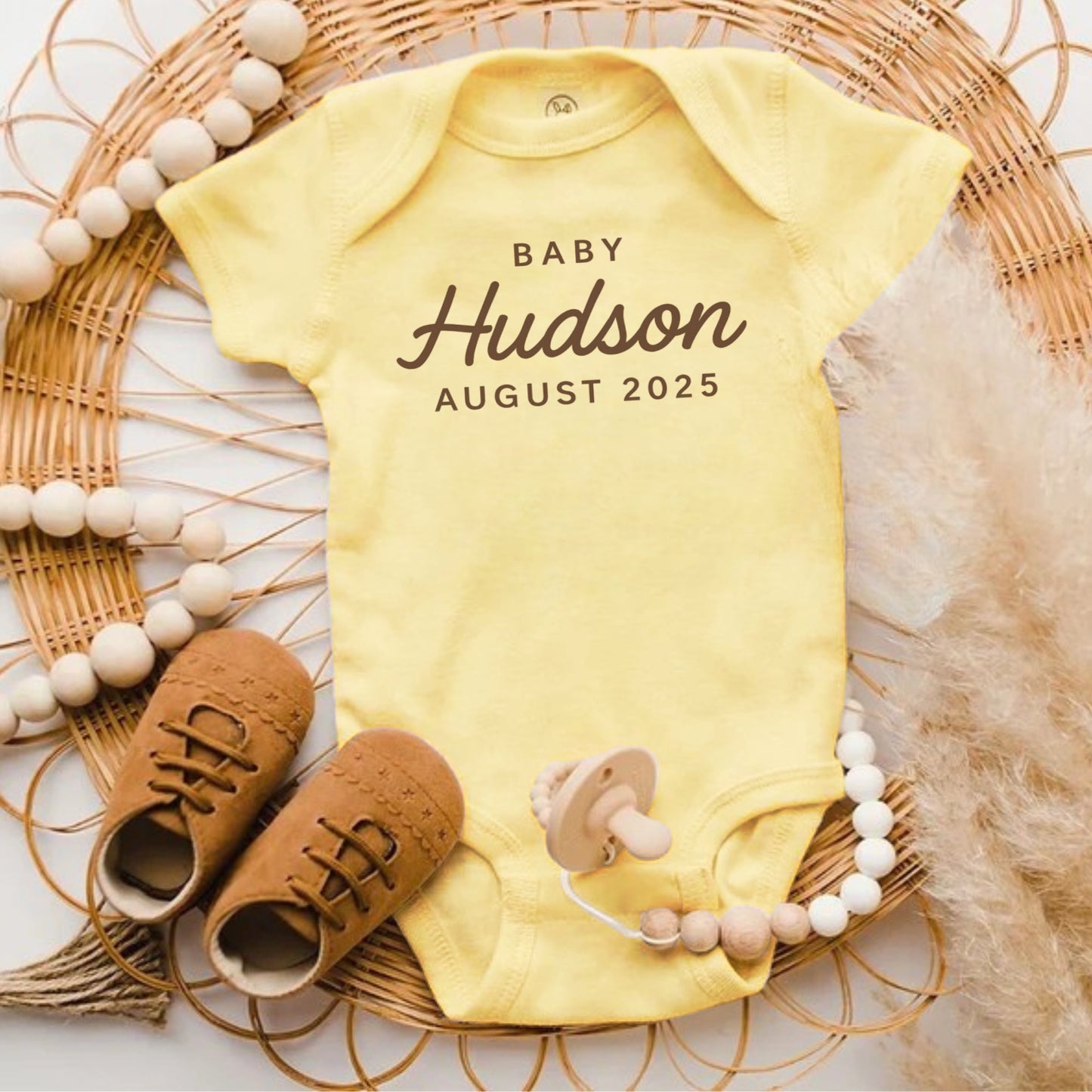 Baby Hudson August 2025 Yellow Baby Onesie product type