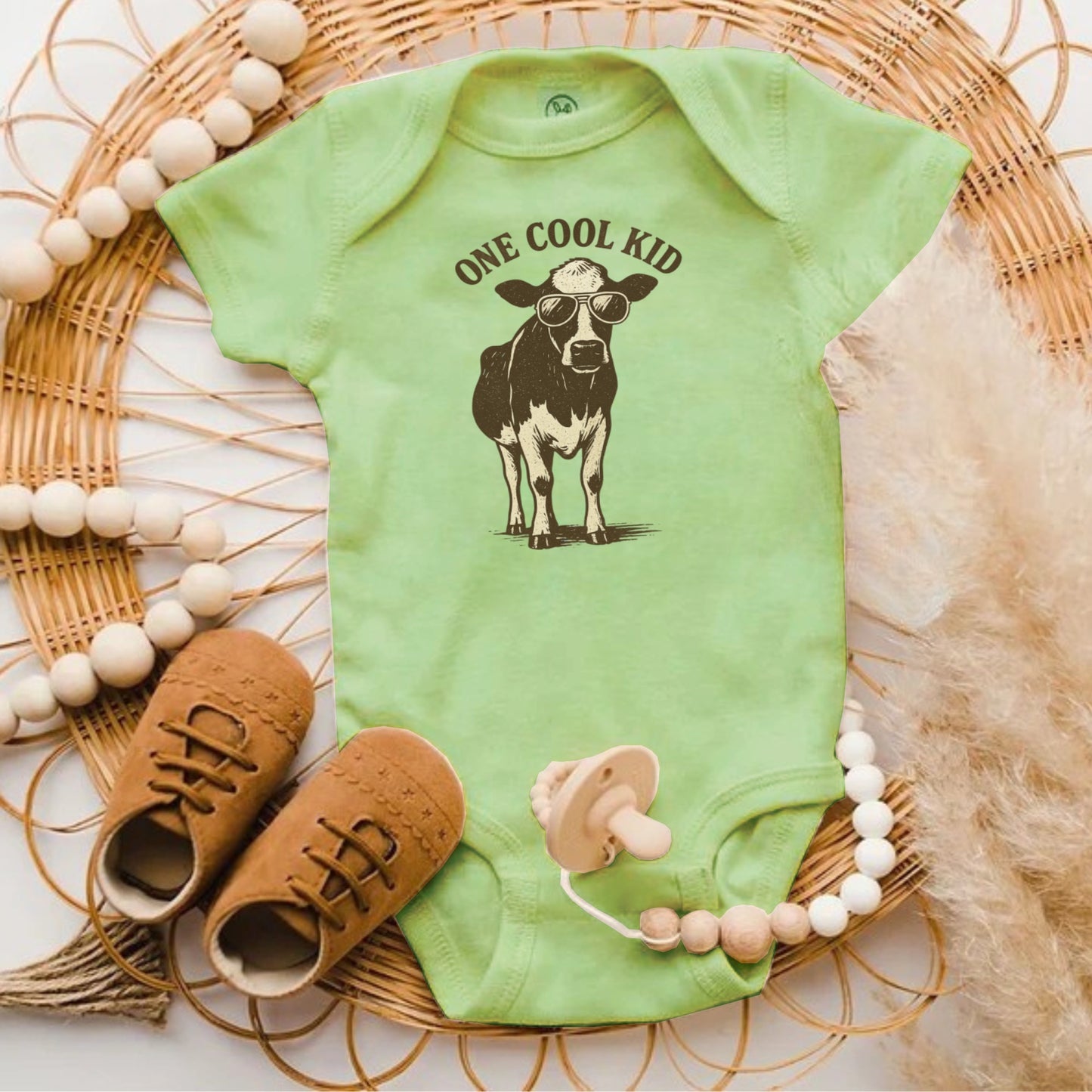 One Cool Kid Cute Green Baby Onesie Novelty Product