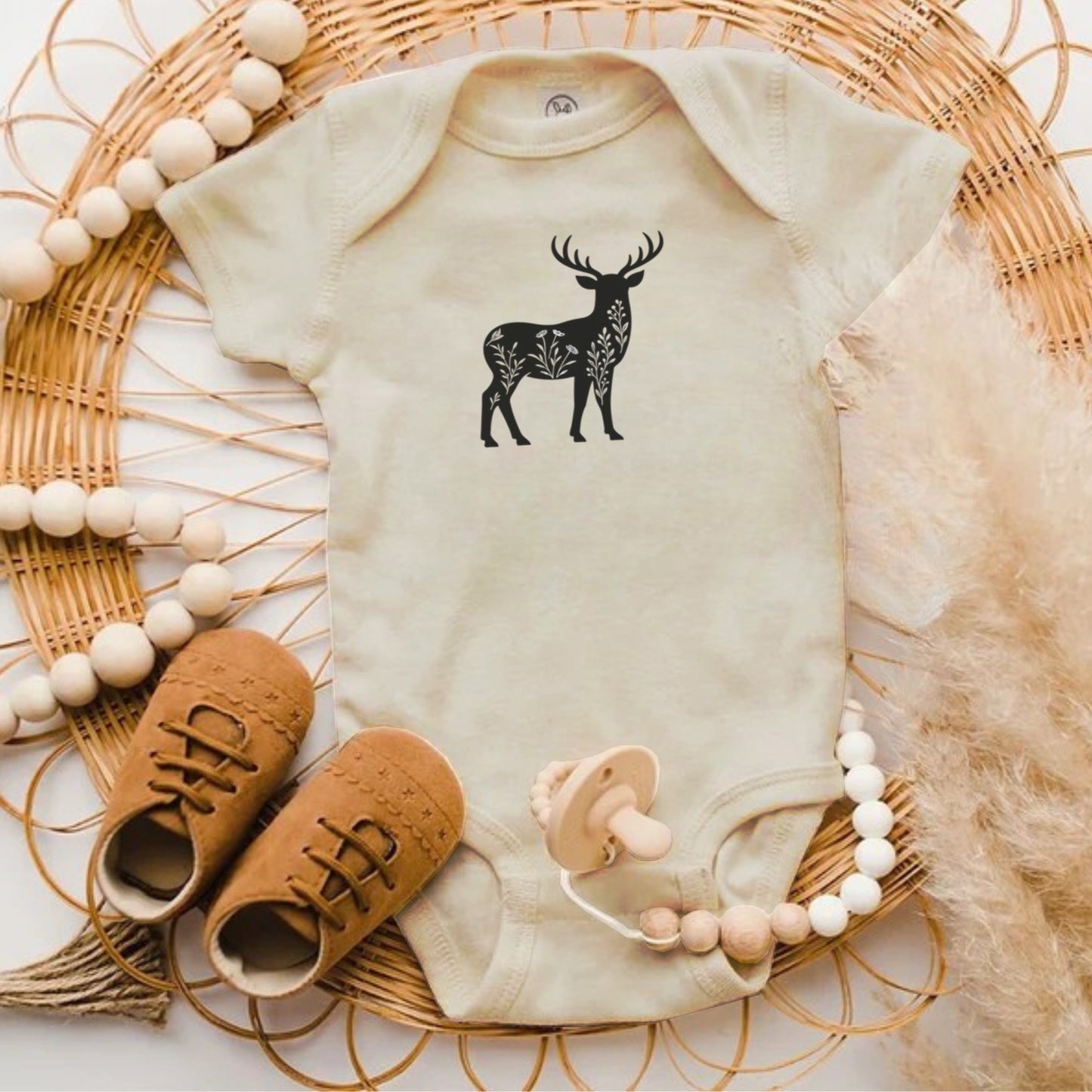 Woodland Deer Design Baby Onesie custom product type