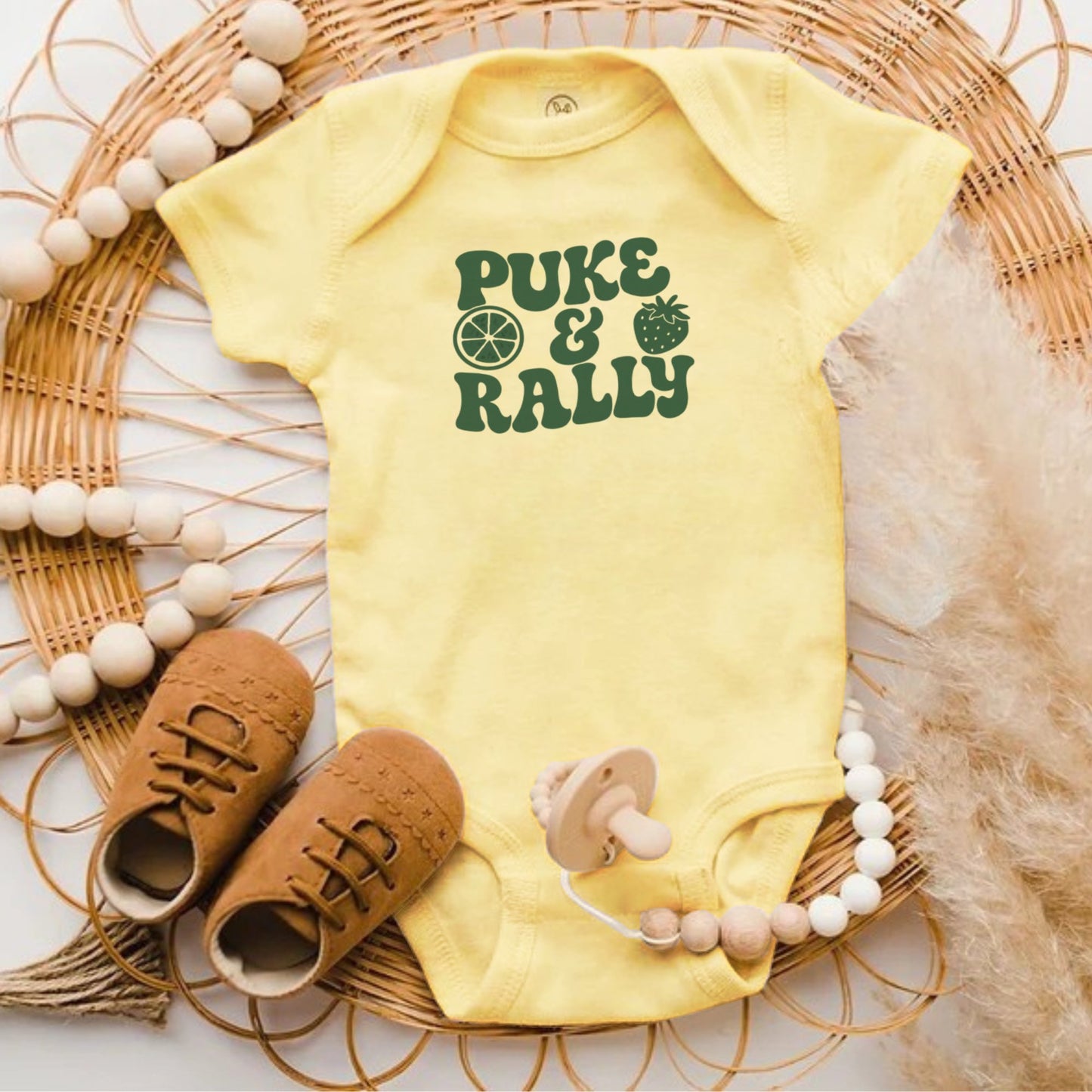 Puke and Rally Cute Baby Bodysuit for Newborns Product