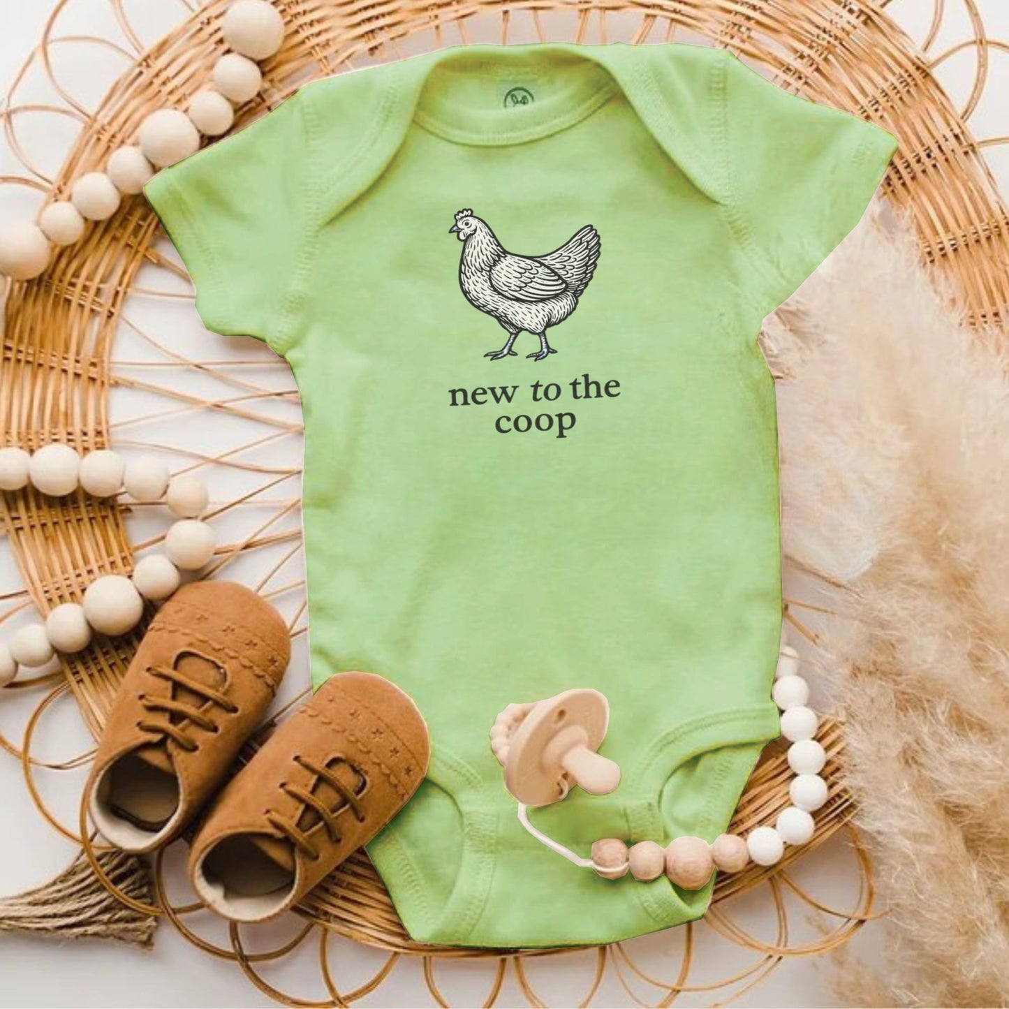 New to the coop baby bodysuit cute chicken print product type