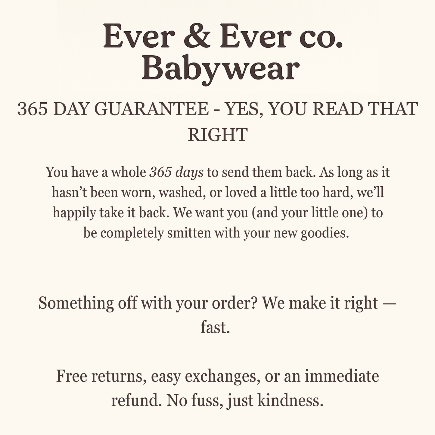 365 Day Guarantee Babywear Product