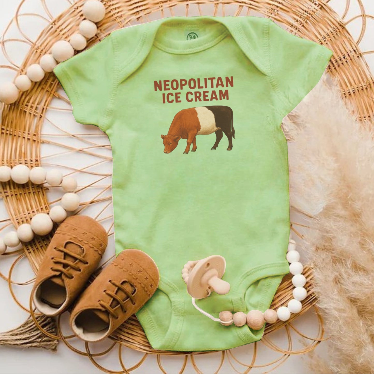 Neopolitan Ice Cream Print Short Sleeve Bodysuit product type