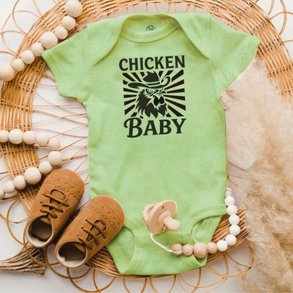 Chicken Baby Graphic Green Baby Onesie product