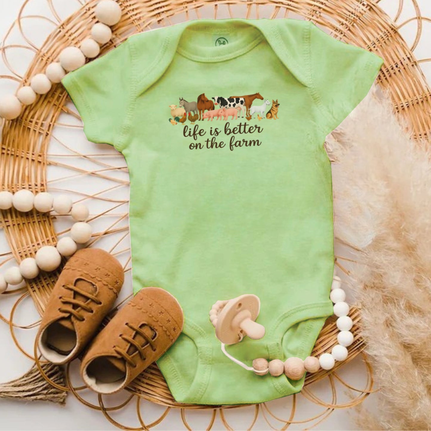 Life is Better on the Farm Printed Baby Onesie product type