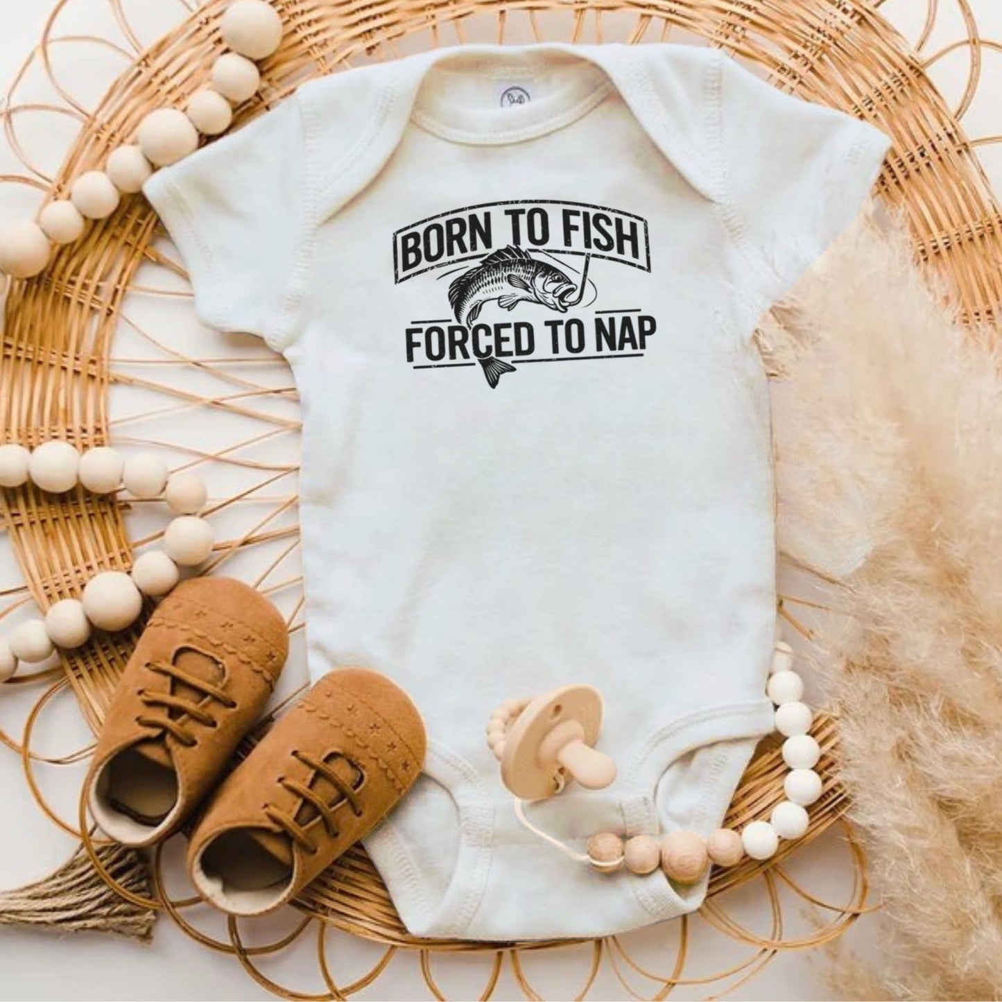 Born to Fish Forced to Nap Baby Onesie product type