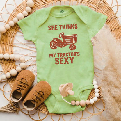 She Thinks My Tractor's Sexy Baby Onesie product type
