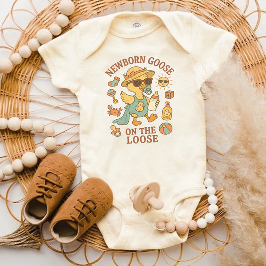 Newborn Goose on the Loose printed bodysuit product type