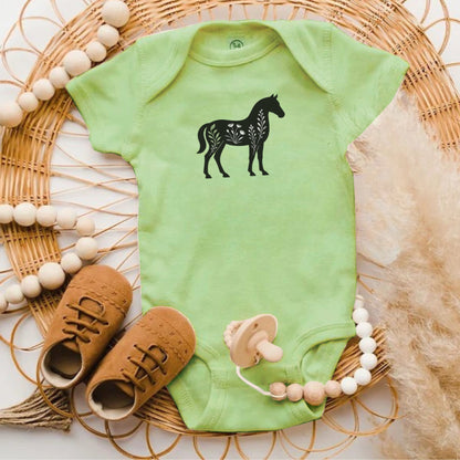 Adorable Green Baby Bodysuit with Horse Design product type