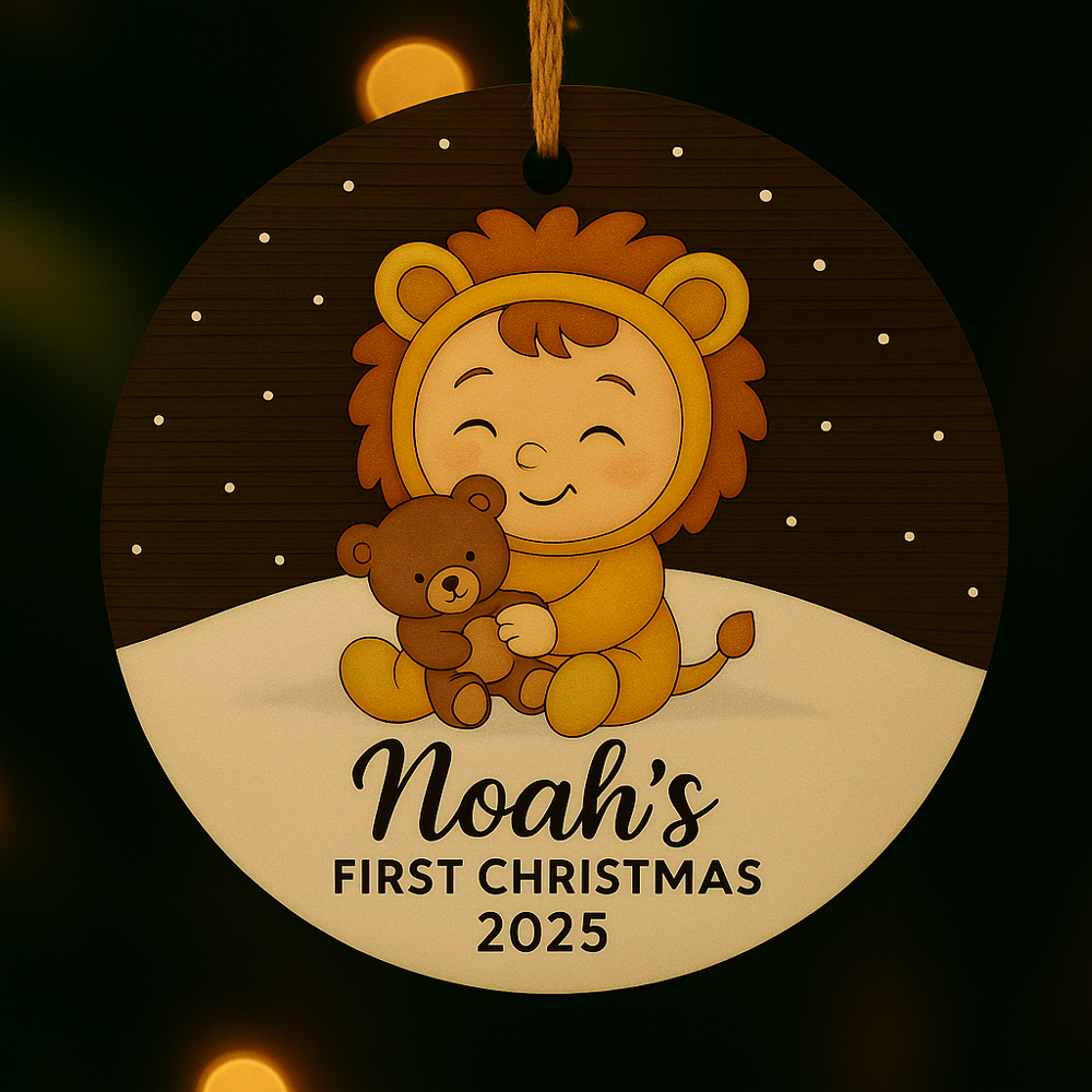 Personalized Lion Baby First Christmas Ornament product
