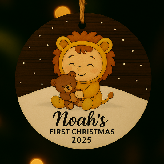 Personalized Lion Baby First Christmas Ornament product