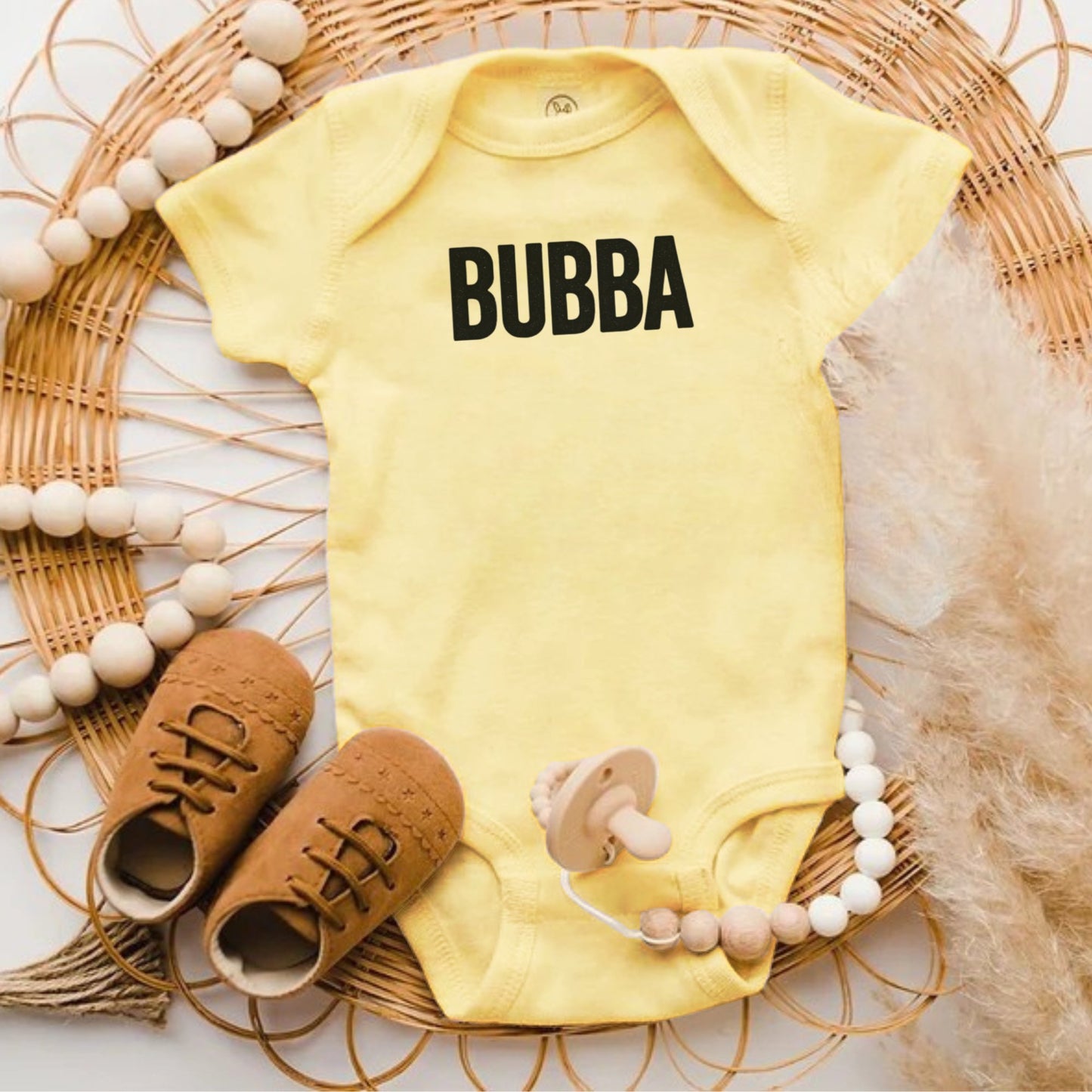 Bubba Themed Yellow Baby Onesie Apparel product type
