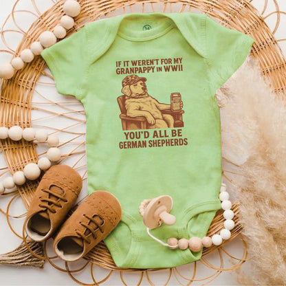 Funny Dog WWII Saying Baby Onesie Product Type