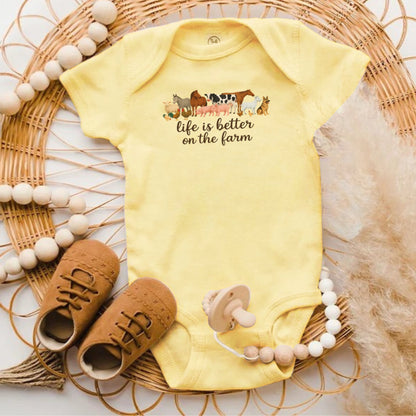 Life is Better on the Farm Print Baby Onesie product type