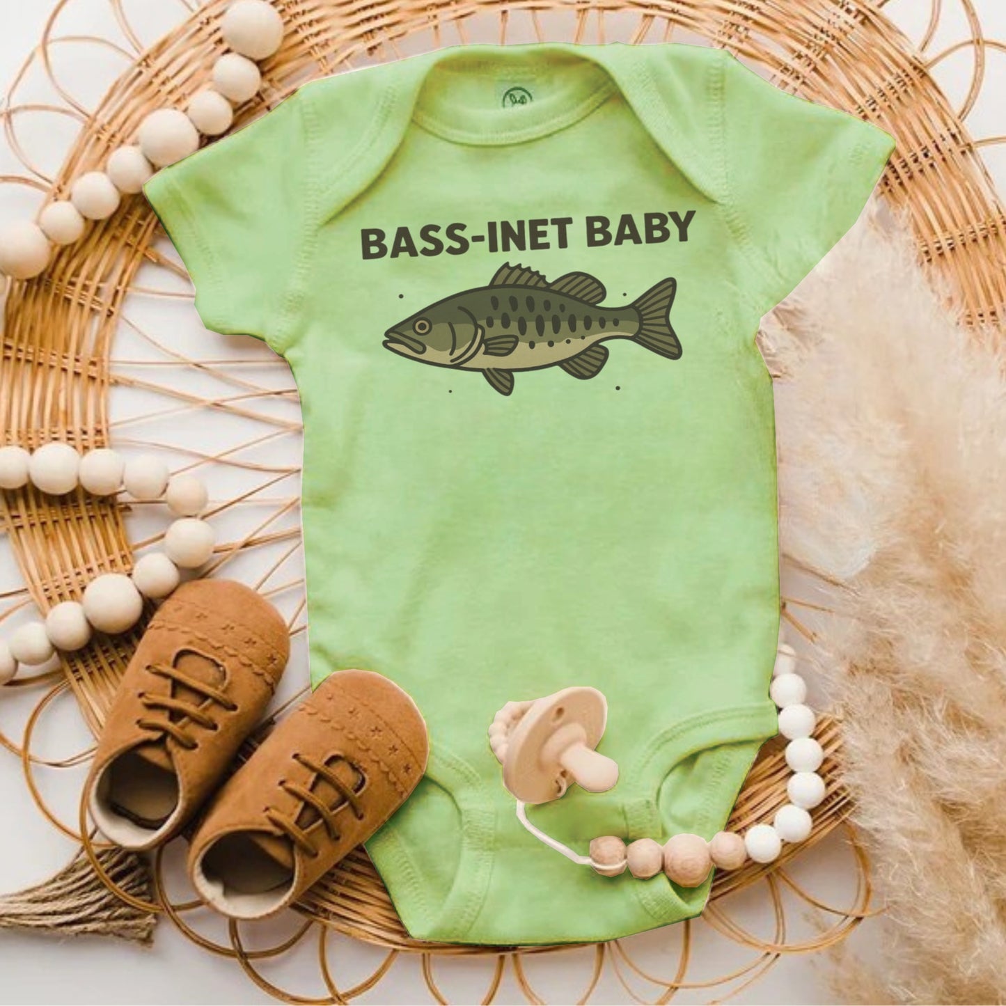 Bass-Inet Baby Green Bodysuit for Fishing Fans Product