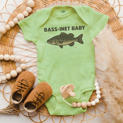 Bass-Inet Baby Green Bodysuit for Fishing Fans Product