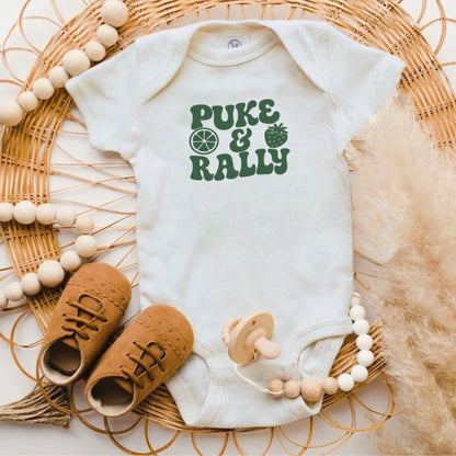 Puke and Rally Graphic Print Baby Onesie product