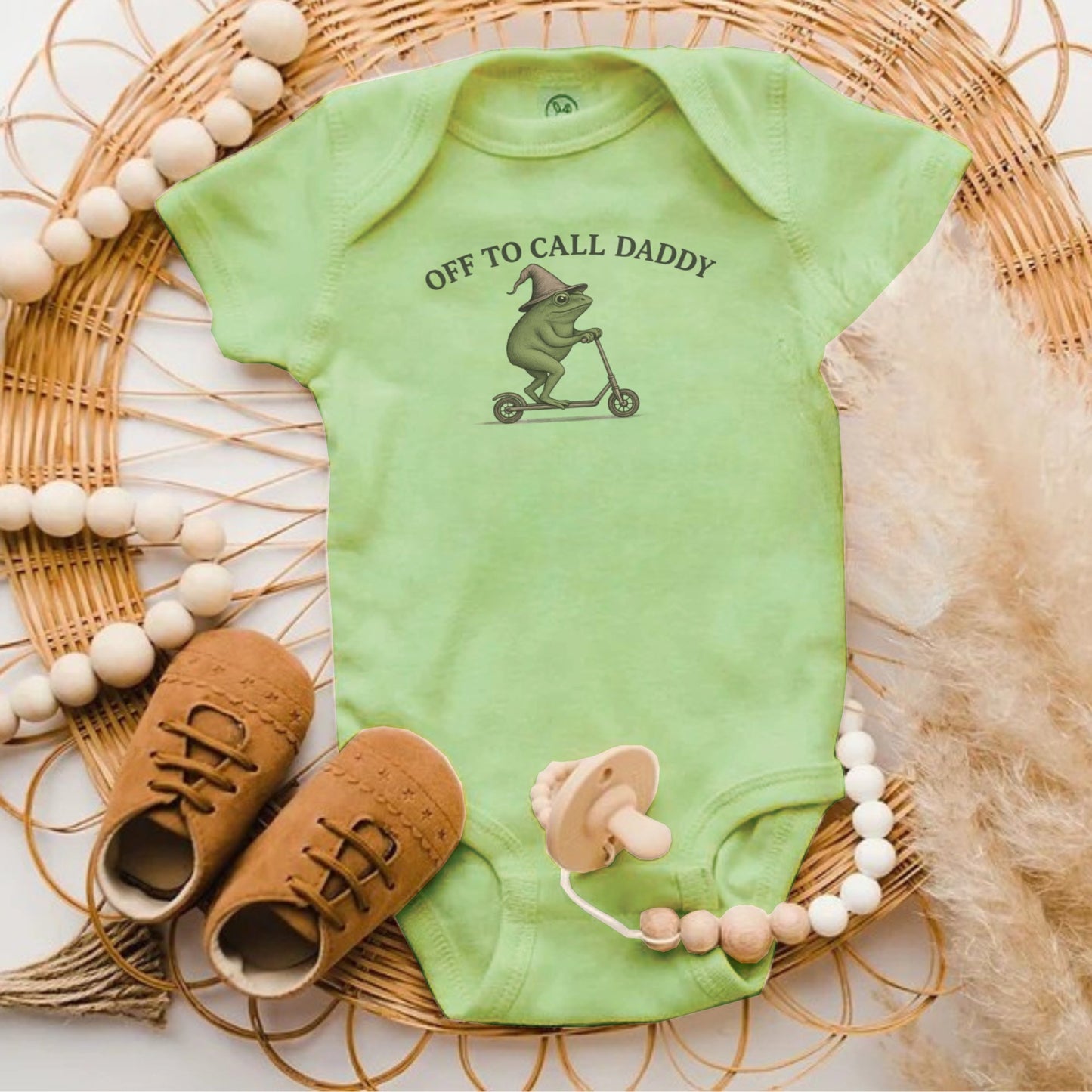Off to Call Daddy Funny Frog Print Baby Onesie Product