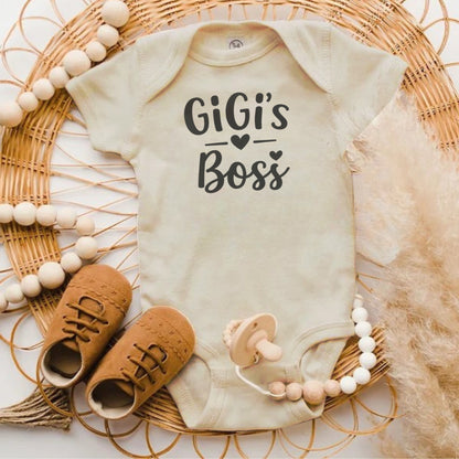 GiGi's Boss Heart Print Beige Bodysuit Baby product