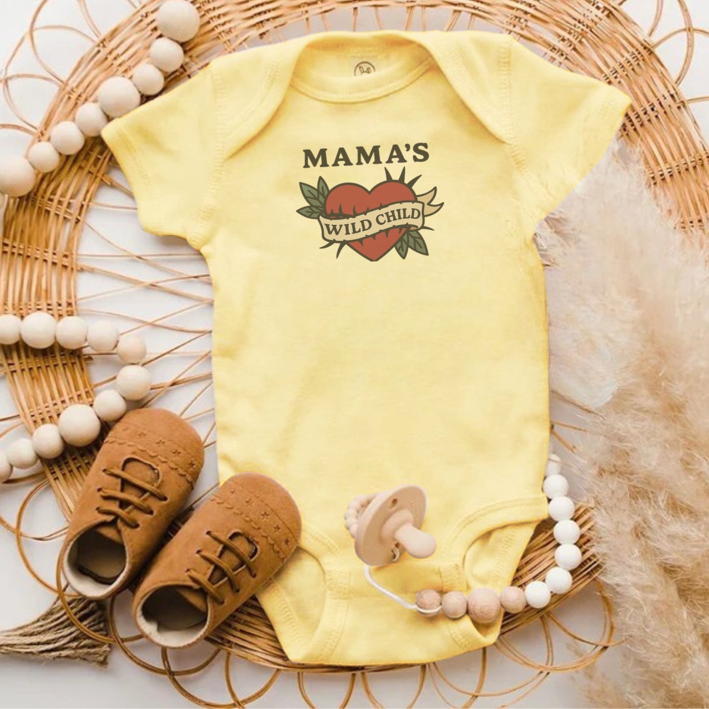 Mama's Wild Child Baby Onesie Cute Infant Bodysuit product type