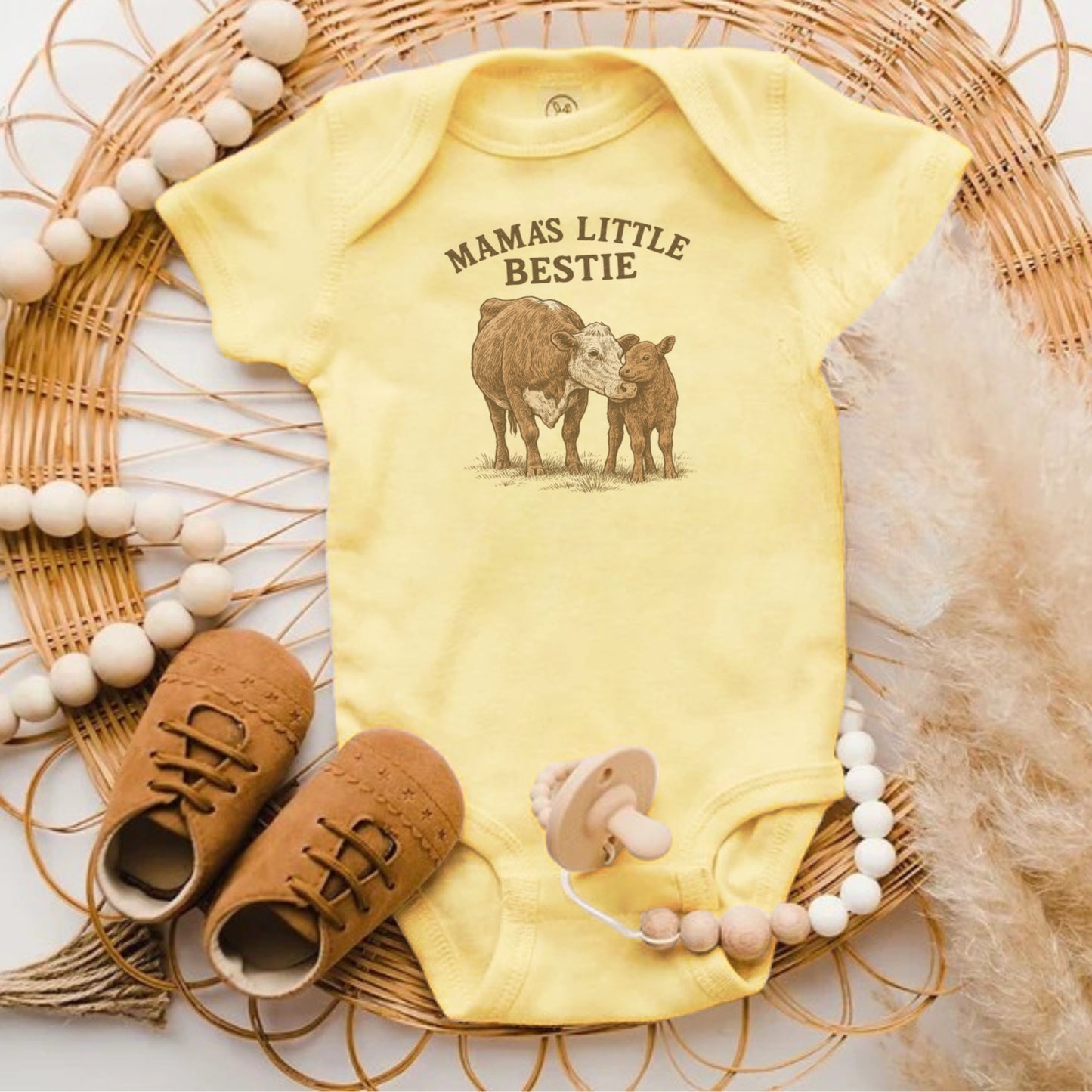 Mamas Little Bestie Cute Baby Bodysuit Summer Outfit product type