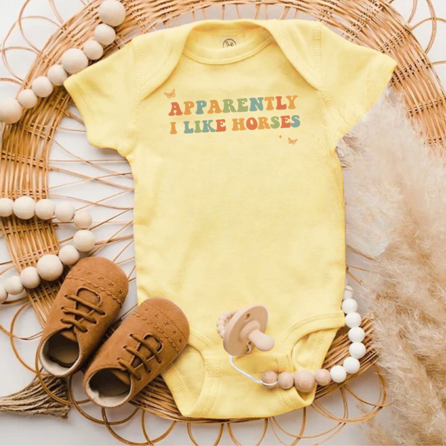 Apparently I Like Horses Graphic Baby Onesie product