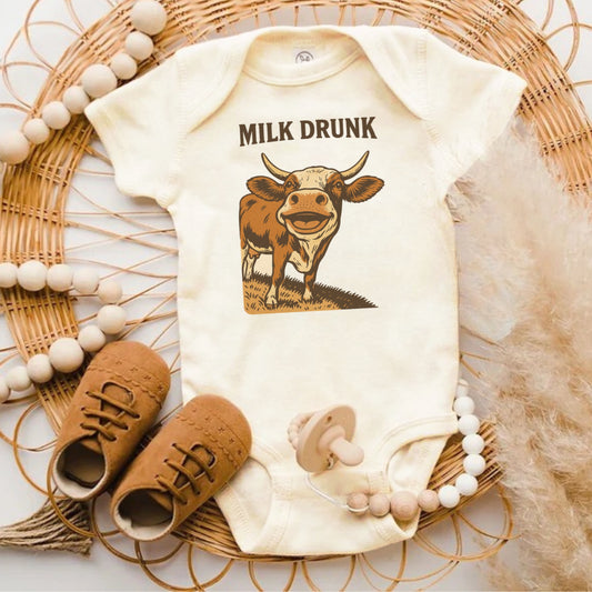 Adorable Milk Drunk Cow Baby Onesie Product