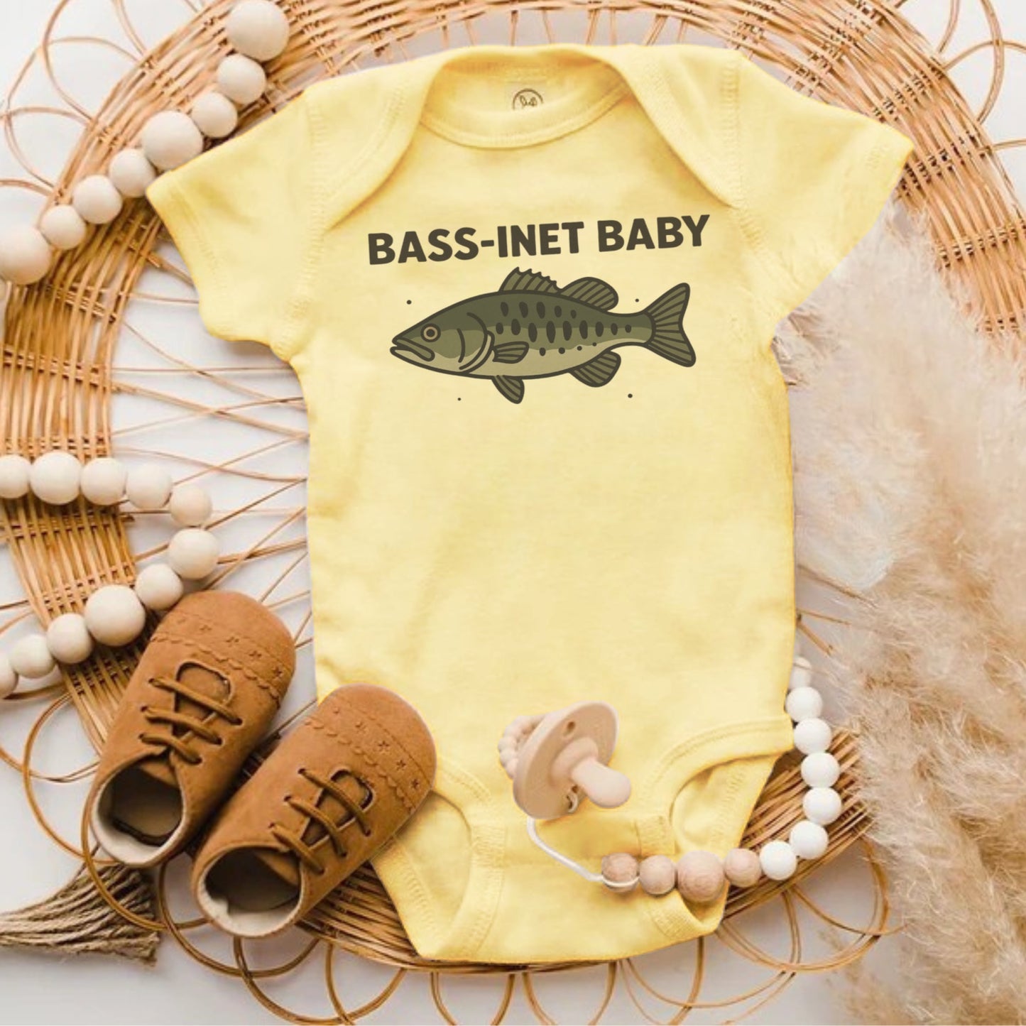 Bass-inet Baby Yellow Printed Onesie product