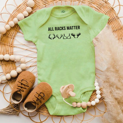All Racks Matter Print Green Baby Onesie product type
