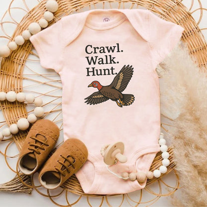 Crawl Walk Hunt Funny Graphic Baby Onesie product