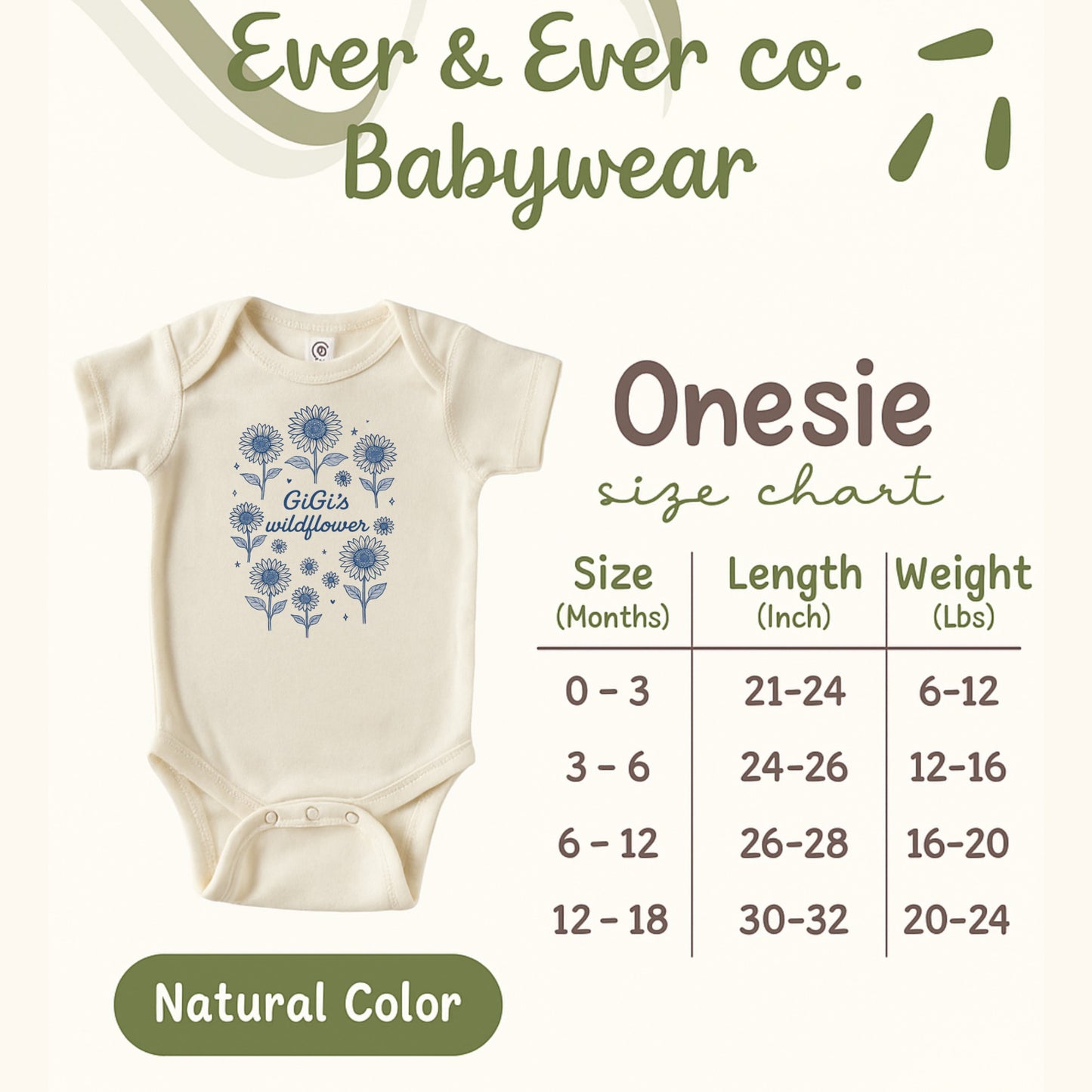GiGi's Wildflower Graphic Natural Color Onesie product