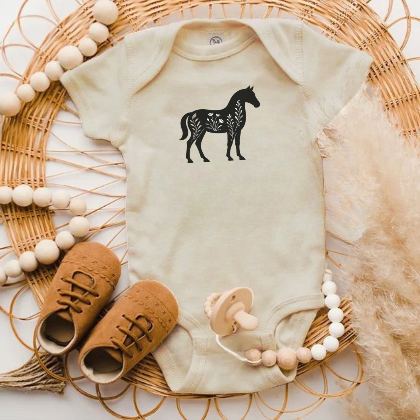 Horse Printed Baby Bodysuit Comfortable Infant product