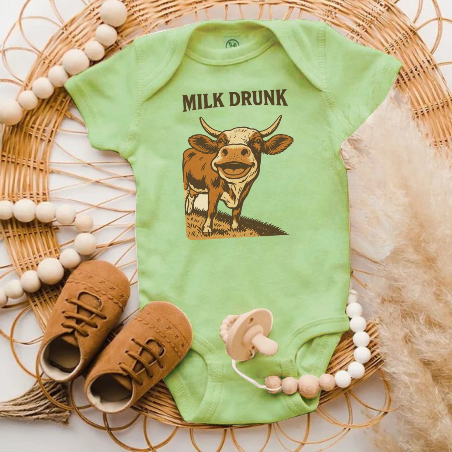 Funny Milk Drunk Cow Infant Bodysuit Baby Product