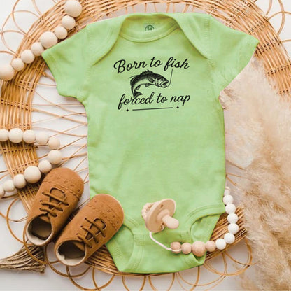 Born to Fish Forced to Nap Green Onesie Baby product