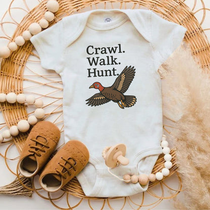 Crawl Walk Hunt Funny Unisex Baby Onesie product