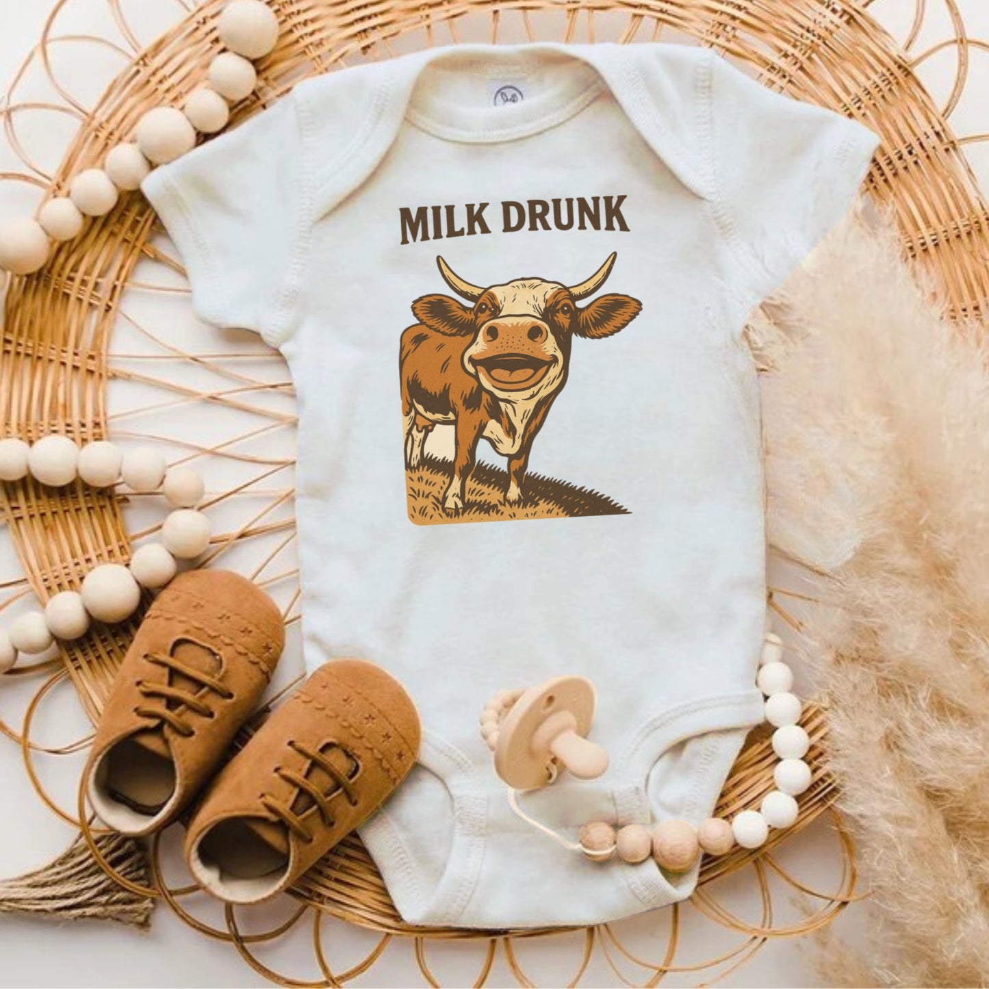 Milk Drunk Cute Cow Baby Onesie Funny Gift product