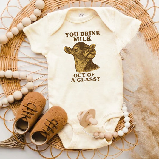 You Drink Milk Out of a Glass Baby Bodysuit product type