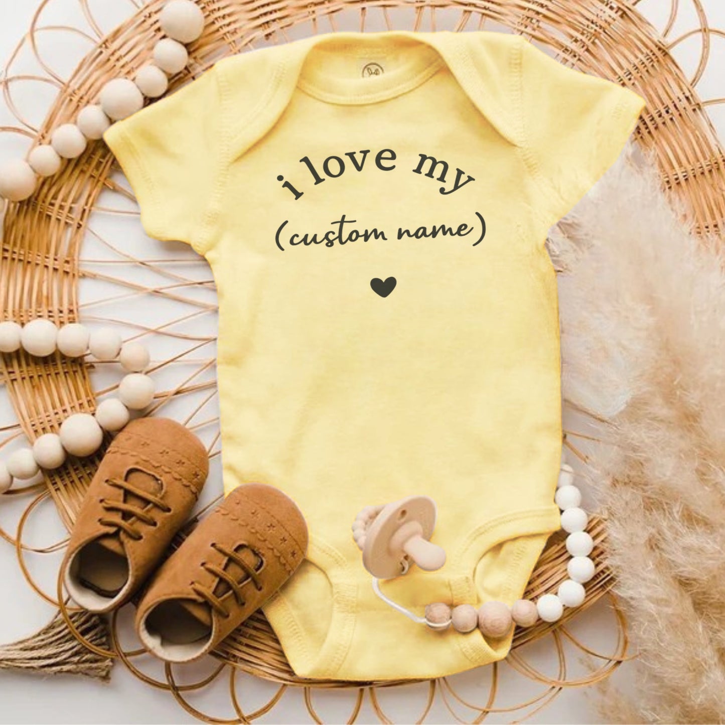 I Love My Custom Name Heart Baby Onesie product