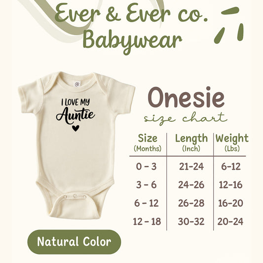 I Love My Auntie Babywear Onesie Size Chart Product