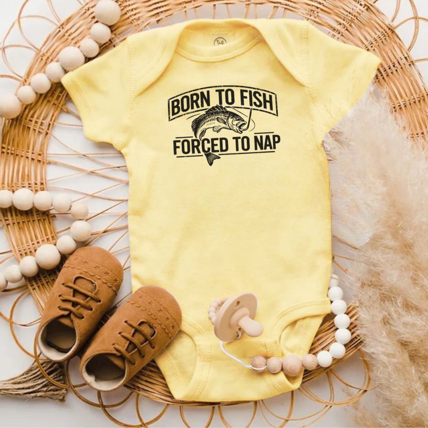 Born to Fish Forced to Nap Baby Onesie product type