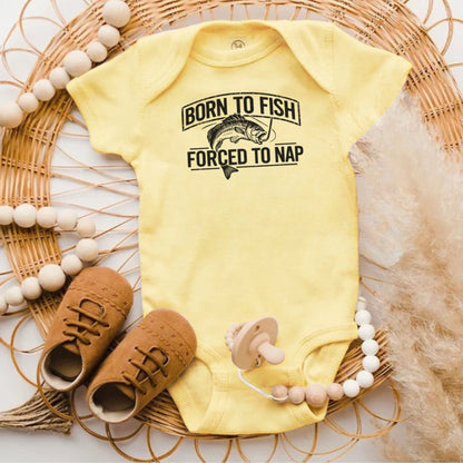 Born to Fish Forced to Nap Baby Onesie product type