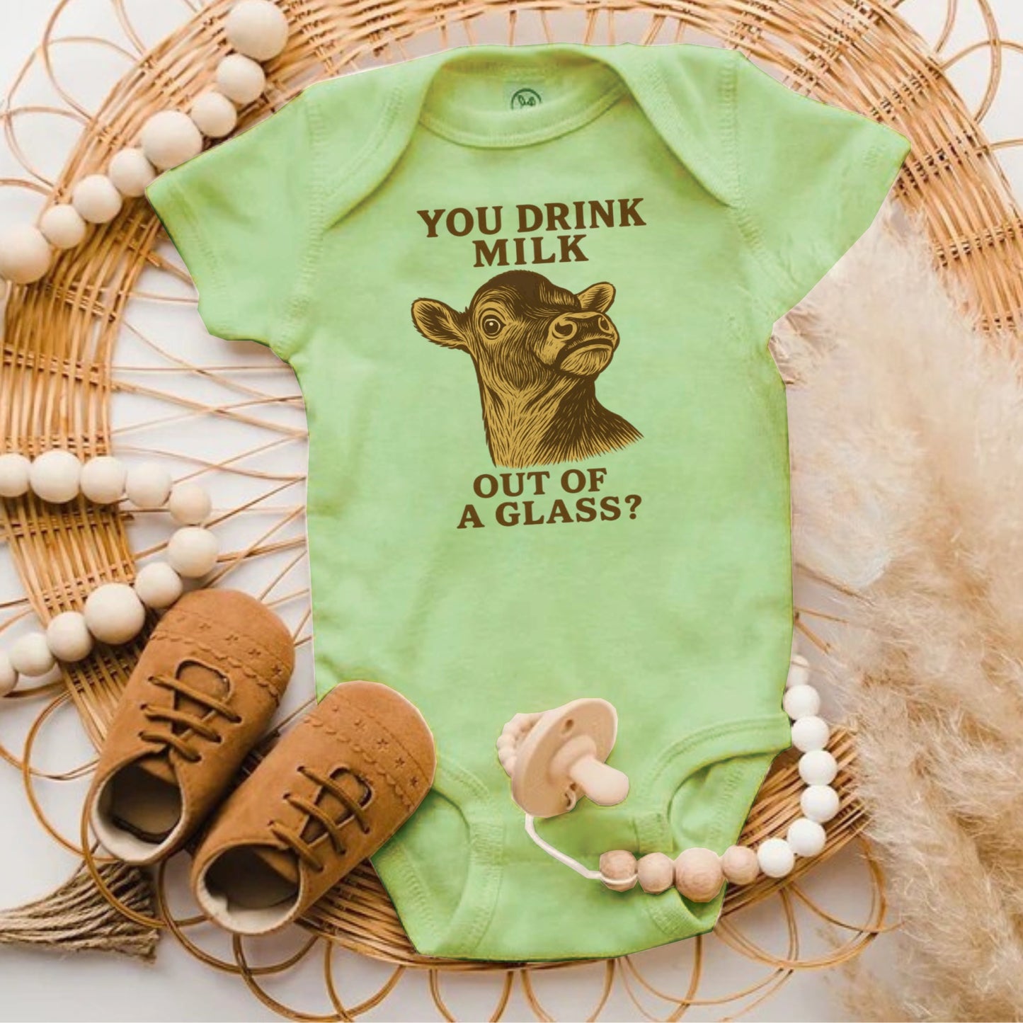You Drink Milk Out of a Glass Funny Baby Onesie Product