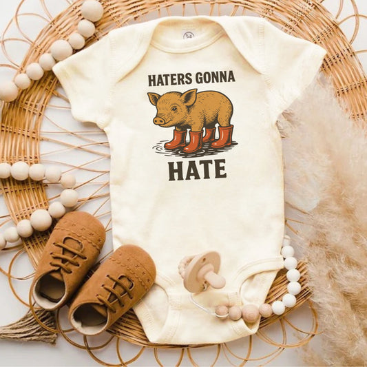Haters Gonna Hate Pig Print Baby Onesie product type