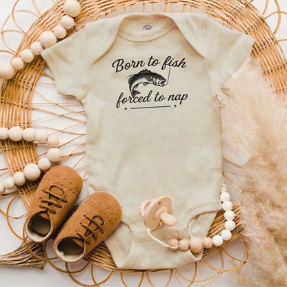 Born to fish forced to nap baby onesie product
