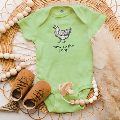 New to the coop baby bodysuit cute chicken print product type