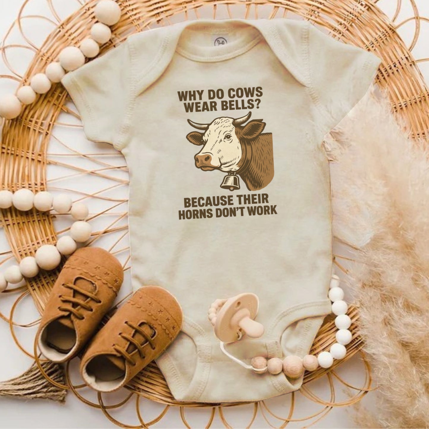 Why Do Cows Wear Bells Funny Baby Bodysuit product