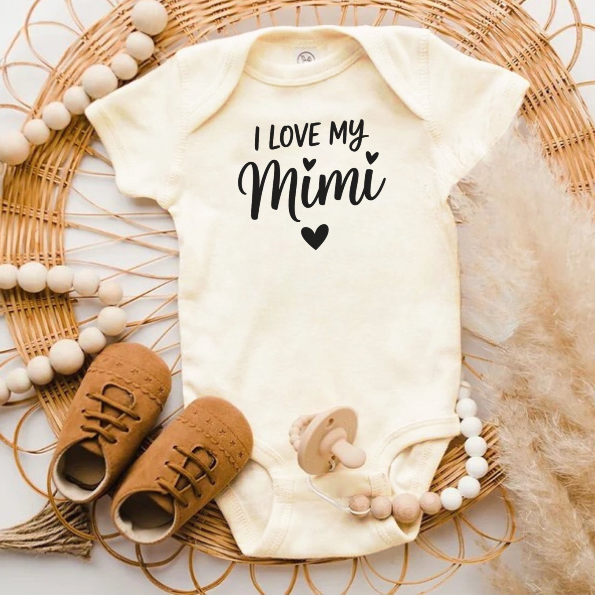 I Love My Mimi Heart Graphic Baby Onesie product